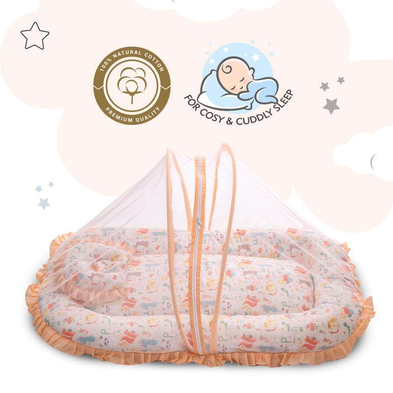 mee mee Mee Mee Cushioned Baby Mattress Set with Mosquito Net and Pillow - Jungle Animal - Image 2