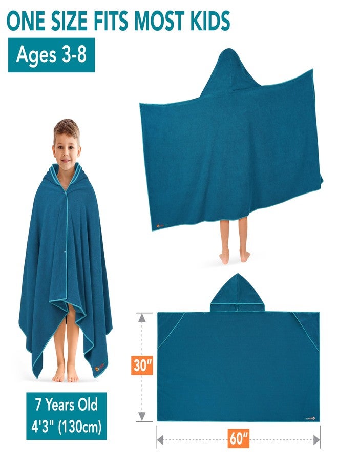Suncube SUN CUBE Kids Hooded Towel, Absorbent Quick Dry Beach Bath Towel, Swim Surf Poncho Wrap Shower, Pool, Bath, Boys, Girls, Large 30x60 inch, Age 3-9 Years, Sea Blue - Image 2