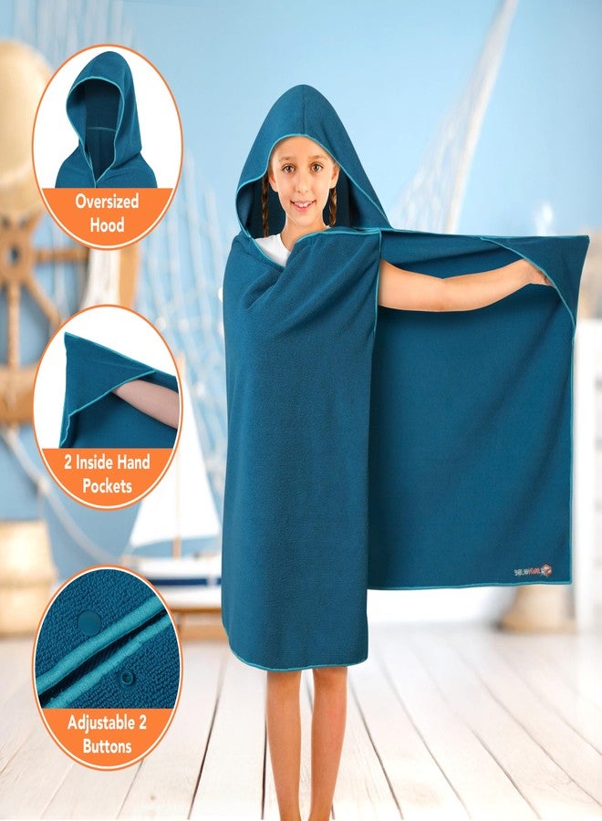Suncube SUN CUBE Kids Hooded Towel, Absorbent Quick Dry Beach Bath Towel, Swim Surf Poncho Wrap Shower, Pool, Bath, Boys, Girls, Large 30x60 inch, Age 3-9 Years, Sea Blue - Image 3