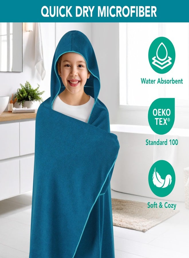 Suncube SUN CUBE Kids Hooded Towel, Absorbent Quick Dry Beach Bath Towel, Swim Surf Poncho Wrap Shower, Pool, Bath, Boys, Girls, Large 30x60 inch, Age 3-9 Years, Sea Blue - Image 4