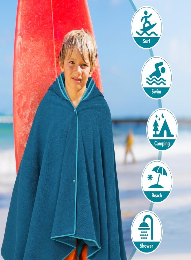 Suncube SUN CUBE Kids Hooded Towel, Absorbent Quick Dry Beach Bath Towel, Swim Surf Poncho Wrap Shower, Pool, Bath, Boys, Girls, Large 30x60 inch, Age 3-9 Years, Sea Blue - Image 5