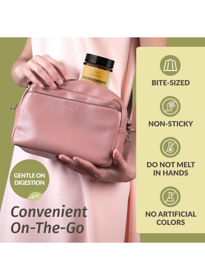 HERBAMAMA Ashwagandha Gummies with Black Pepper - 2000 mg Pure Ashwagandha Extra Strength - Calming Supplements for Adults - Vegan, Gelatin-Free, Non-GMO - 90 Mango-Flavored Chews - Image 5