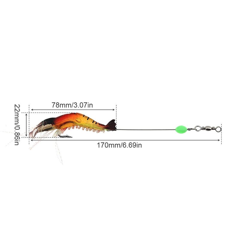 OriGlam 5pcs Soft Luminous Shrimp Lure Set, 5 Colors Shrimp Bait with Hooks and Beads - Fishing Tackles for Freshwater and Saltwater Bass, Trout, Catfish, Salmon - Image 3