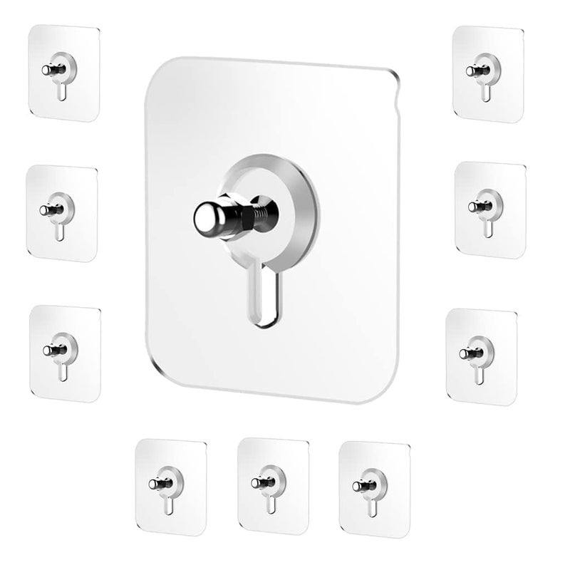 Super Screw for Wall Stainless Steel Self Adhesive Hooks Nail Free Heavy Duty Durable No Drilling Waterproof Hooks for Bathroom Home Photo Frame Kitchen Accessories Items Pack of 10  - Image 1