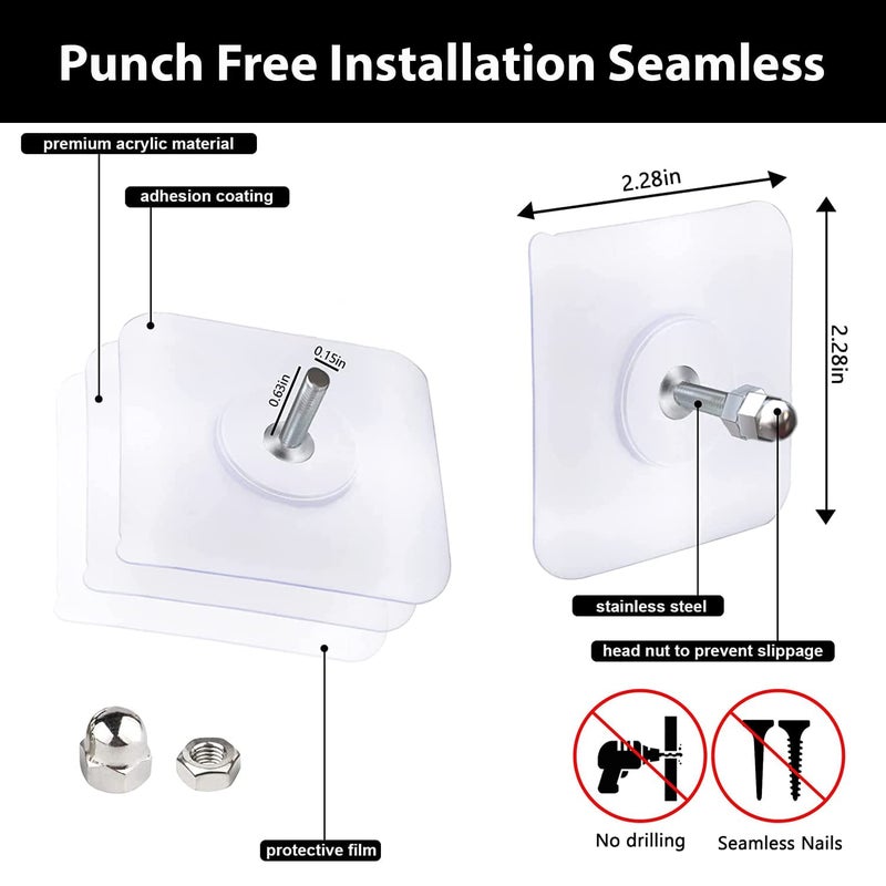 Super Screw for Wall Stainless Steel Self Adhesive Hooks Nail Free Heavy Duty Durable No Drilling Waterproof Hooks for Bathroom Home Photo Frame Kitchen Accessories Items Pack of 10  - Image 2