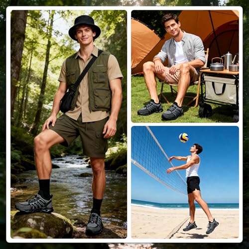 ziitop Water Shoes for Men Women Hiking Amphibious Beach Mens Shoes Lightweight Water Sports Shoes for Swimming Fishing Kayaking BlackGrey - Image 3