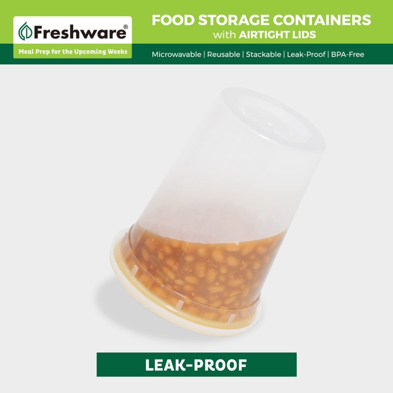 Freshware Food Storage Containers with Lids [60 Pack 8, 16, 32 oz, 20 sets each size] Plastic Deli Containers, Meal Prep Containers, Microwave and Freezer Safe, Stackable, Leakproof, BPA Free, Clear - Image 4