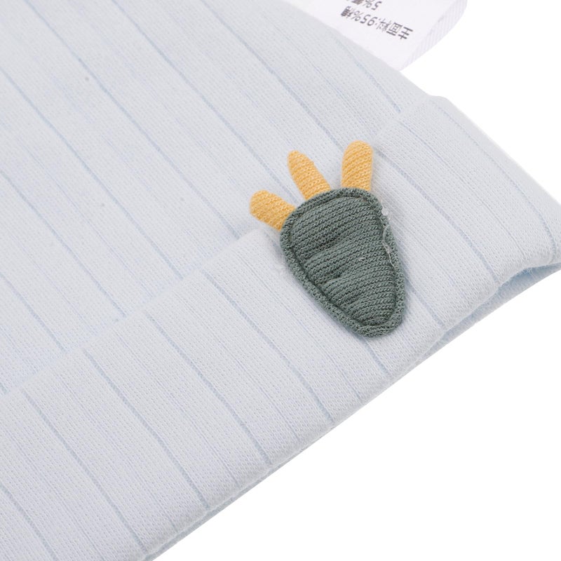 Soft Double Layer 100 Cotton Beanie Hat With Rabbit Ears For Boys Blue Patterned Cap - Image 4