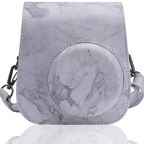 Frankmate PU Leather Camera Case Compatible with Fujifilm Instax Mini 11 12 Instant Camera with Adjustable Strap and Pocket (Marble) - Image 1