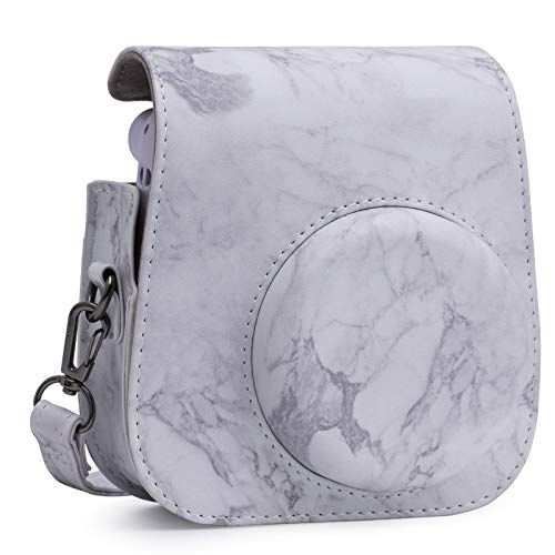 Frankmate PU Leather Camera Case Compatible with Fujifilm Instax Mini 11 12 Instant Camera with Adjustable Strap and Pocket (Marble) - Image 2
