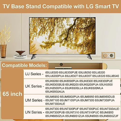 Varghesyla أرجل تلفاز لقاعدة تلفاز LG، لأرجل تلفاز LG مقاس 65 بوصة 65UJ6540 65UJ6200PUA 65UK6200 65UK6300 65UK6500 65UM7100 65UN7300 65UN6955ZUF 65UJ630T 65UJ635T 65UJ6320 بديل للأرجل مع براغي - Image 3