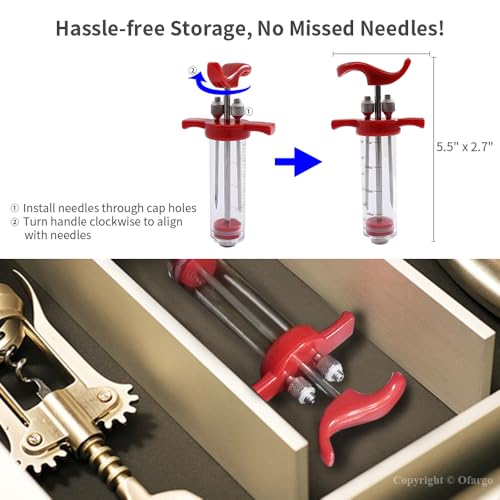 Ofargo Plastic Marinade Injector Syringe with Screw-on Meat Needle for BBQ Grill, 1-oz, Red, Recipe E-Book (Download PDF) - Image 4