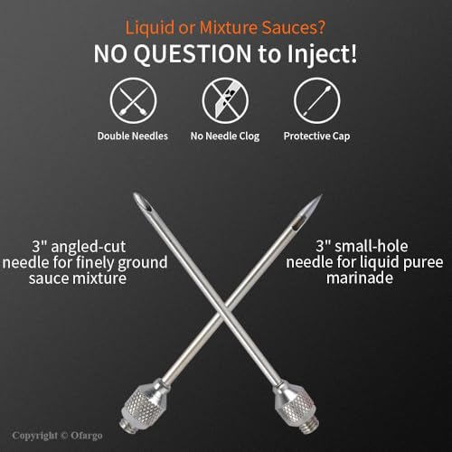 Ofargo Plastic Marinade Injector Syringe with Screw-on Meat Needle for BBQ Grill, 1-oz, Red, Recipe E-Book (Download PDF) - Image 2