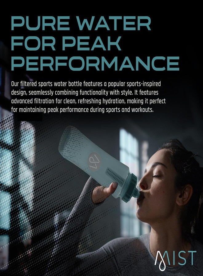 Mist Sports Squeeze Water Bottle with Built-In Filter for Pure Water, Lightweight and Easy Grip Squeeze Water Bottles Sports Quality, Leak Proof & BPA Free Athletic Water Bottle Squirt Top, Deap Teal - Image 3