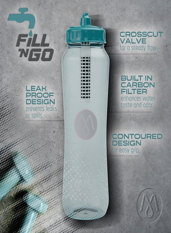 Mist Sports Squeeze Water Bottle with Built-In Filter for Pure Water, Lightweight and Easy Grip Squeeze Water Bottles Sports Quality, Leak Proof & BPA Free Athletic Water Bottle Squirt Top, Deap Teal - Image 4