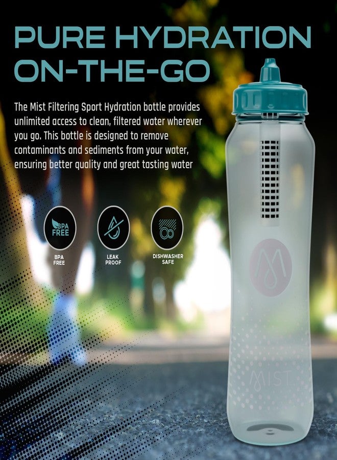 Mist Sports Squeeze Water Bottle with Built-In Filter for Pure Water, Lightweight and Easy Grip Squeeze Water Bottles Sports Quality, Leak Proof & BPA Free Athletic Water Bottle Squirt Top, Deap Teal - Image 5