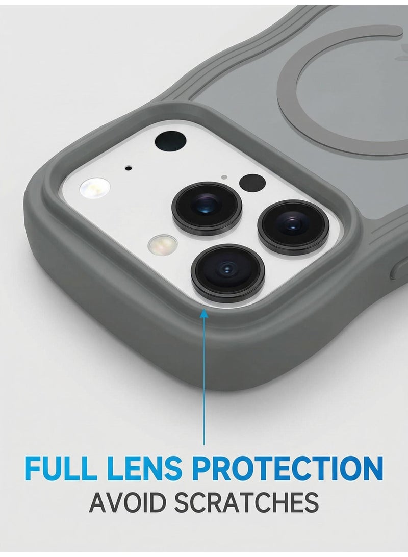 V.nice Magnetic for iPhone 17Pro Max Case, Cute Wavy Full Camera Protection [Compatible with MagSafe] Translucent Matte Anti-Slip Bumper Women Girls Boys Protective Cover - Image 4