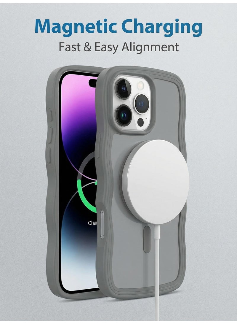 V.nice Magnetic for iPhone 17Pro Max Case, Cute Wavy Full Camera Protection [Compatible with MagSafe] Translucent Matte Anti-Slip Bumper Women Girls Boys Protective Cover - Image 2
