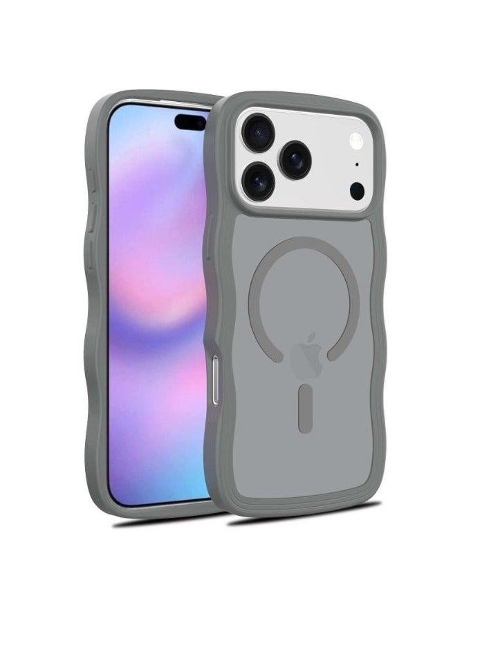V.nice Magnetic for iPhone 17Pro Max Case, Cute Wavy Full Camera Protection [Compatible with MagSafe] Translucent Matte Anti-Slip Bumper Women Girls Boys Protective Cover - Image 1