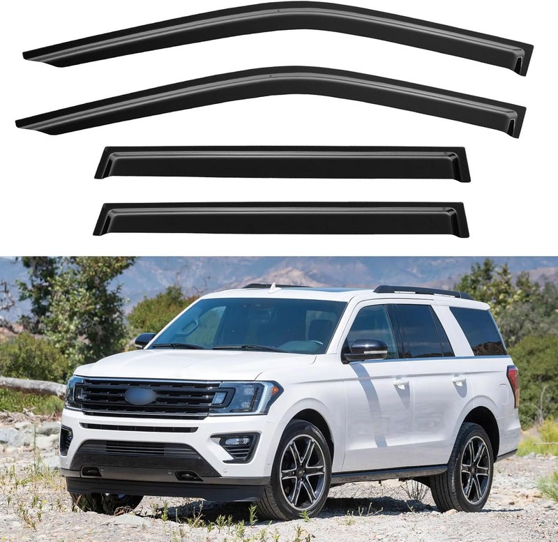 YQAUTEC Window Visors Rain Guards for 2018-2024 Ford Expedition - Image 1