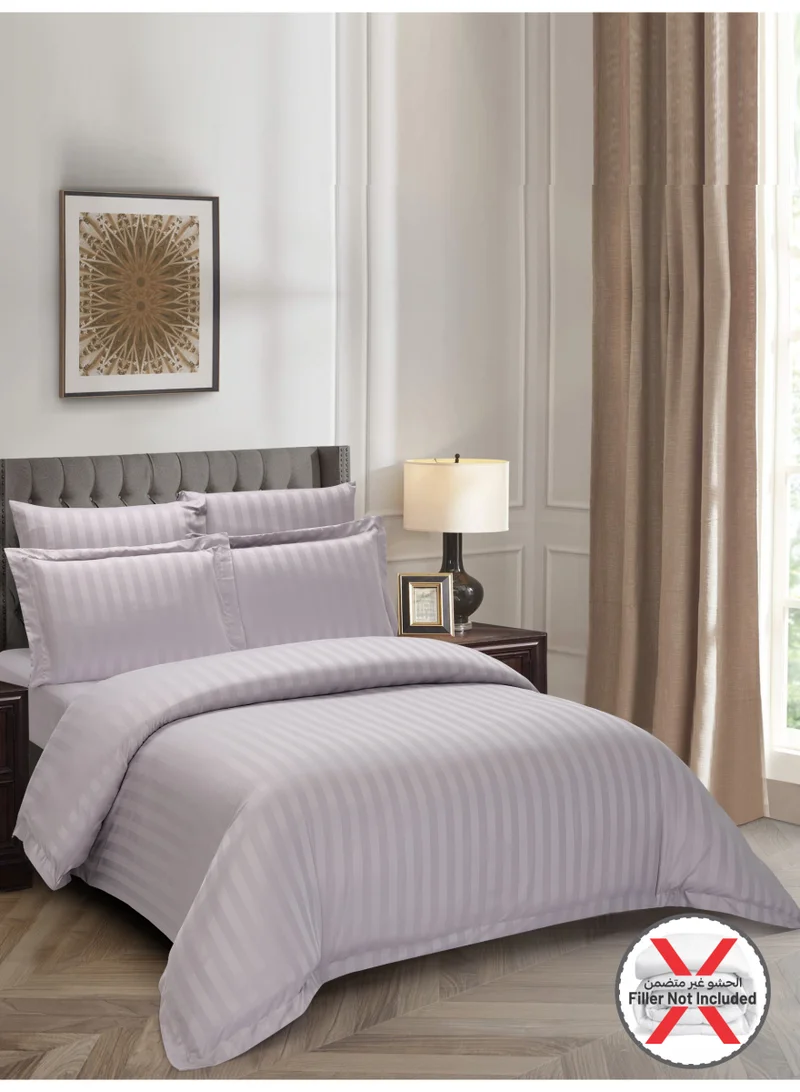 Donetella Striped Duvet Cover Set King Size 260x240 cm - 6-Pcs Bed Set, Microfiber Fabric - 1 Duvet Cover, 1 Fitted Sheet, 2 Pillow Sham, 2 Pillowcase (Filler Not Included)