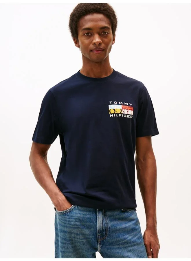 TOMMY HILFIGER Logo Print Jersey Crew Neck T-Shirt