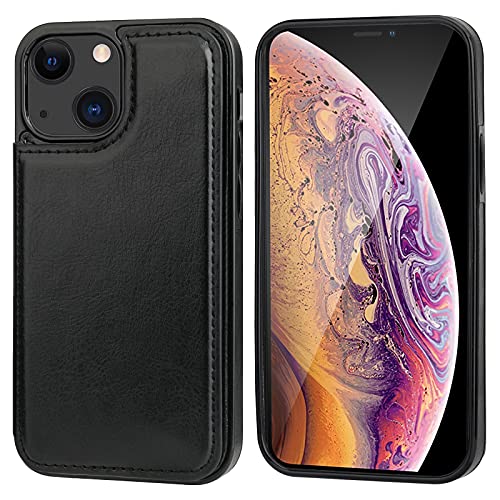 OT ONETOP ONETOP Compatible with iPhone 13 Mini Wallet Case with Card Holder, PU Leather Kickstand Card Slots Case, Double Magnetic Clasp and Durable Shockproof Cover 5.4 Inch(Black) - Image 3