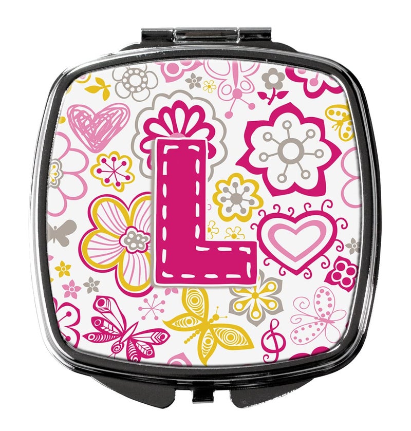 Caroline's Treasures CJ2005-LSCM Letter L Flowers and Butterflies Pink Compact Mirror Decorative Travel Makeup Mirror for Women Girls Gifts Pocket Makeup Mirror Folding Handheld - Image 5