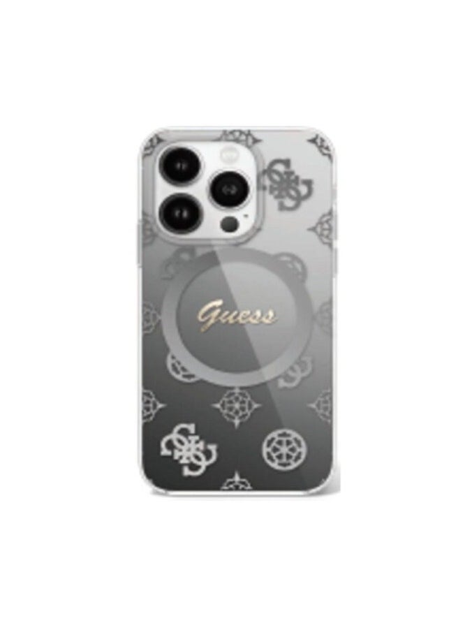 GUESS - IML Gradient Hard Case with Peony Pattern for iPhone 16 Pro with MagSafe Capability / Damage and Scratch Protection / Shock-Absorbent / Easy Snap-On / Accurate Cutouts - Black - Image 1