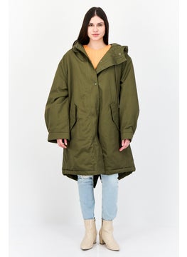 WHISTLES Women Plain Parka Jacket, Khaki  - Image 4