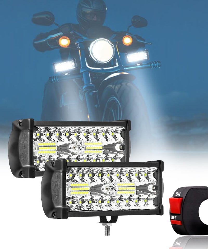 Carzex 36 LED 7 Inch/18cm LED Bar Light LED Fog Light for All Motorcycles/Bike/Scooty/E-Rikshaw (Set Of 2) (7 Inch,White) - Image 1