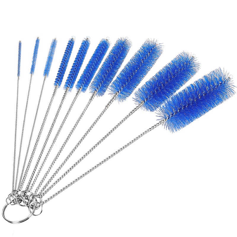 CiaraQ Bottle Cleaning Brushes 8 Inch Nylon Tube Brush Set Cleaner for Narrow Neck Bottles Cups with Hook Set of 10pcs Navy Blue
