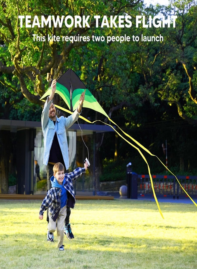 SYNCFUN Large Delta Kite Gradient Green- Easy to Fly for Kids and Adults, Beach Kite with 328 ft String for Outdoor Games and Activities - Image 2