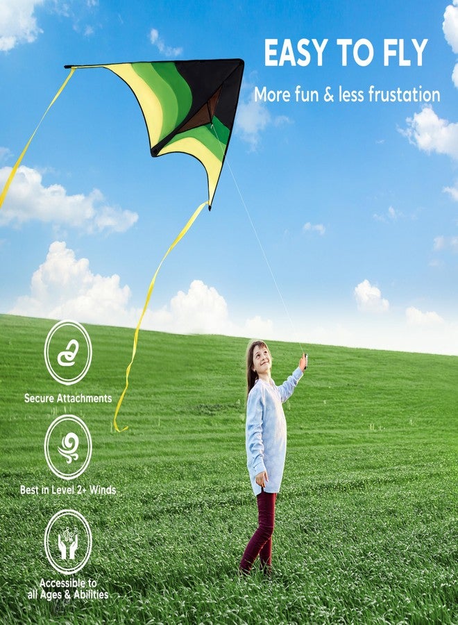 SYNCFUN Large Delta Kite Gradient Green- Easy to Fly for Kids and Adults, Beach Kite with 328 ft String for Outdoor Games and Activities - Image 3
