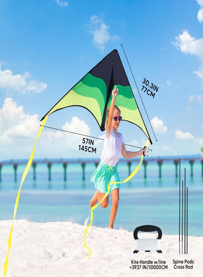 SYNCFUN Large Delta Kite Gradient Green- Easy to Fly for Kids and Adults, Beach Kite with 328 ft String for Outdoor Games and Activities - Image 4