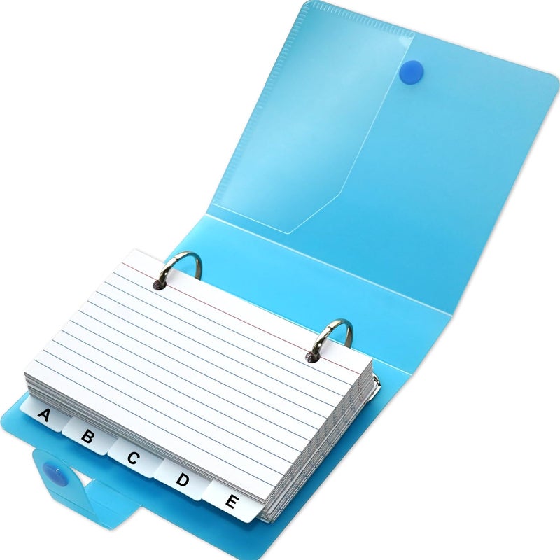 Olivo 3x5 Lined Index Cards with Ring Binder Holder and Dividers, 100 Ruled Cards, Blue - Image 1