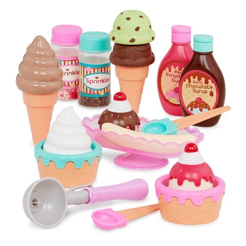 Battat Play Circle Toy Food Ice Cream Set Kitchen Accessories for Kids Pretend Play Sweet Treats Ice Cream Parlour 3 Years21 Pieces - Image 1
