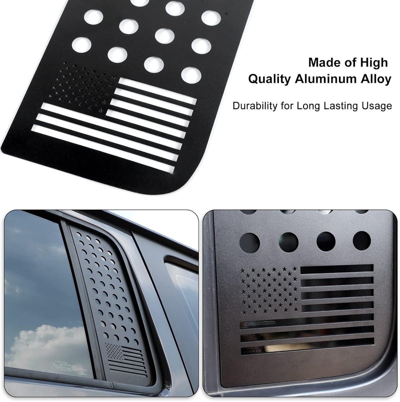 RT-TCZ Aluminum Alloy Car Rear Door Window Decals Glass Cover Trim Panel for Jeep Wrangler JL & Unlimited 4-Door 2018-2022 & Gladiator JT (US Flag) - Image 4