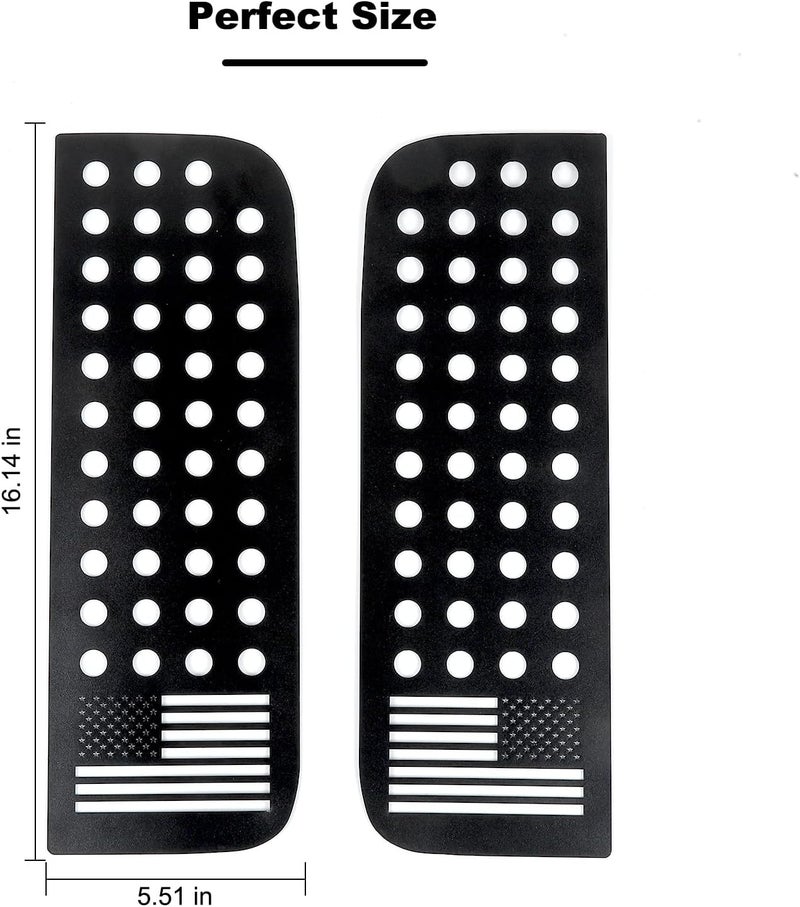 RT-TCZ Aluminum Alloy Car Rear Door Window Decals Glass Cover Trim Panel for Jeep Wrangler JL & Unlimited 4-Door 2018-2022 & Gladiator JT (US Flag) - Image 2