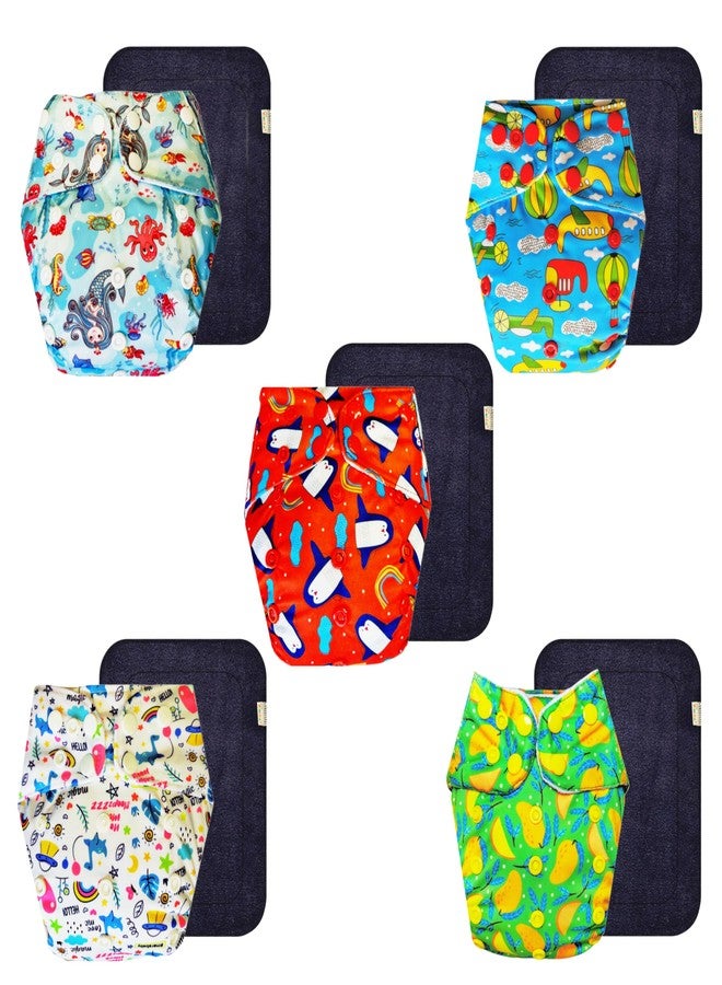 Dumbledo Premium Cloth Diaper with Black Insert (Pack of 5) | Soft & Gentle | Leakproof | Quick Dry | Trusted by Moms | 3 Months - 3 Years | Unisex Baby - Image 1