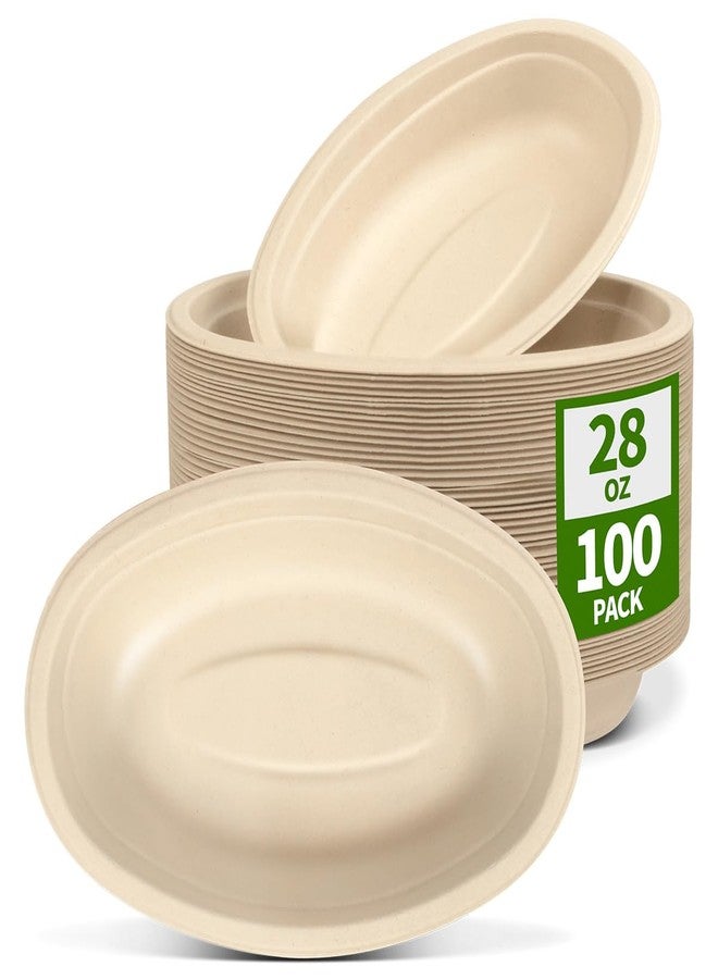 AICHEF 100 Pack 28 oz Oval Disposable Bowls, Microwavable Serving as Burrito Bowl, Nacho, Potato, Taco Salad Bowl, Nacho Bar Supplies for Party - Image 1