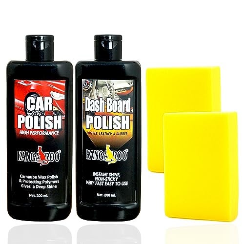 Kangaroo® CAR Polish 200 ML + Dashboard Polish 200 ML + 2 Foam APPLICATORS - Image 1
