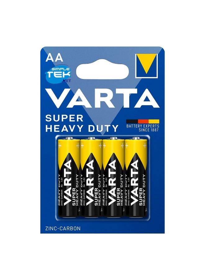 VARTA Super Heavy Duty Battery Size AA 1.5V, Zinc-Carbon R6P Battery - 4 pes , Made in Vietnam - Image 1