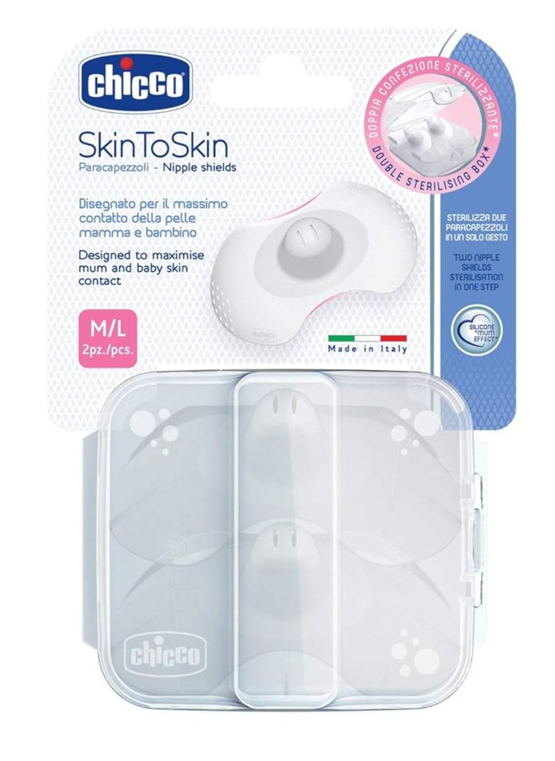 Chicco Nipple Shield Silicone 2pk Med LGE Transparent 