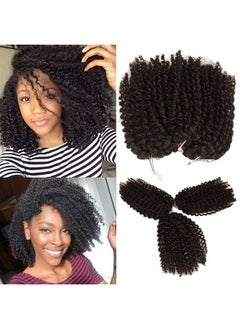 Kinky Curly Crochet Hair 8 Inch Short Marlybob Jerry Curl Natural Black Color Afro Kinky Twist Hair Crochet Soft Synthetic Crochet Braiding Hair Extention For Black Women(1B)