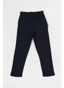 mmetalic Navy Blue Thick Cotton Elastic Waist Side Pocket 5-6-7-8-9-10-11-12 Years Old Boy Tracksuit Bottoms  - Image 1