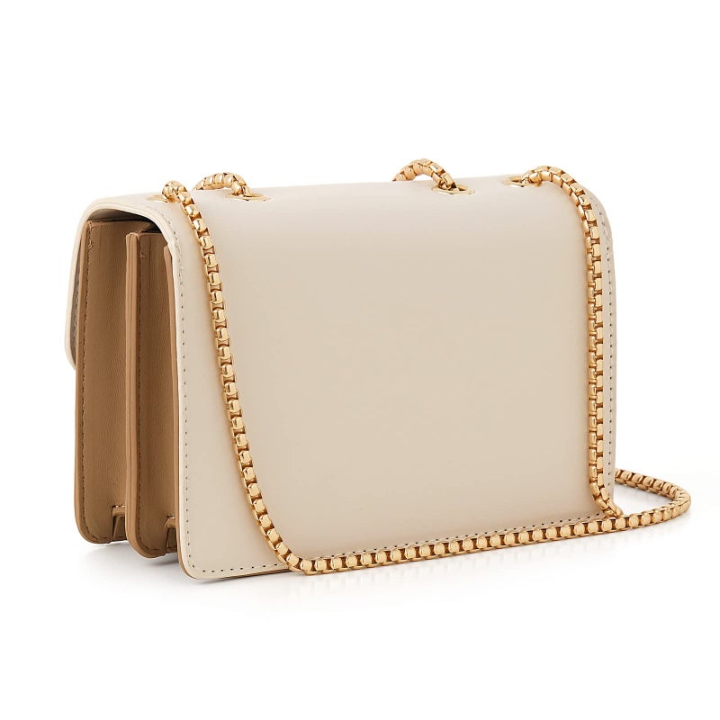 TOP BAND Crossbody Bags Cute Faux Leather Trendy Cross Body Purses for Women Small Color-Block Designer Handbags Ladies Satchel Chain Strap Shoulder Bag Beige White - Image 5