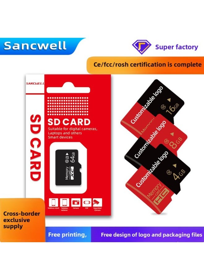 Sd Full Capacity TF Card 64GB 128GB Monitoring Storage Card-Capacity:8GB-C10-ink Die  - Image 1