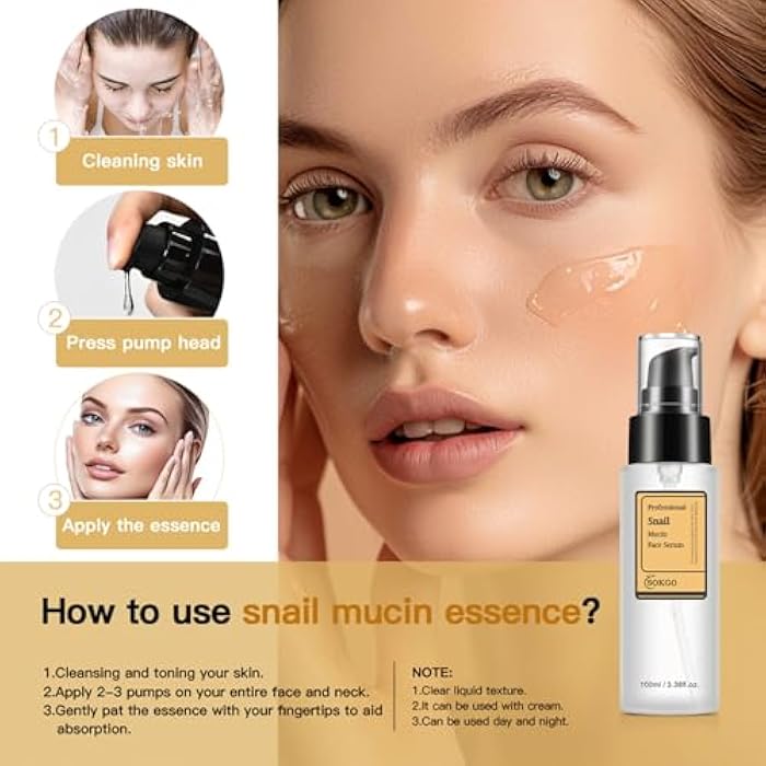 Sokgo Professional Snail Mucin Serum, Intensive Hydration and Repair for Healthy Skin - Image 4