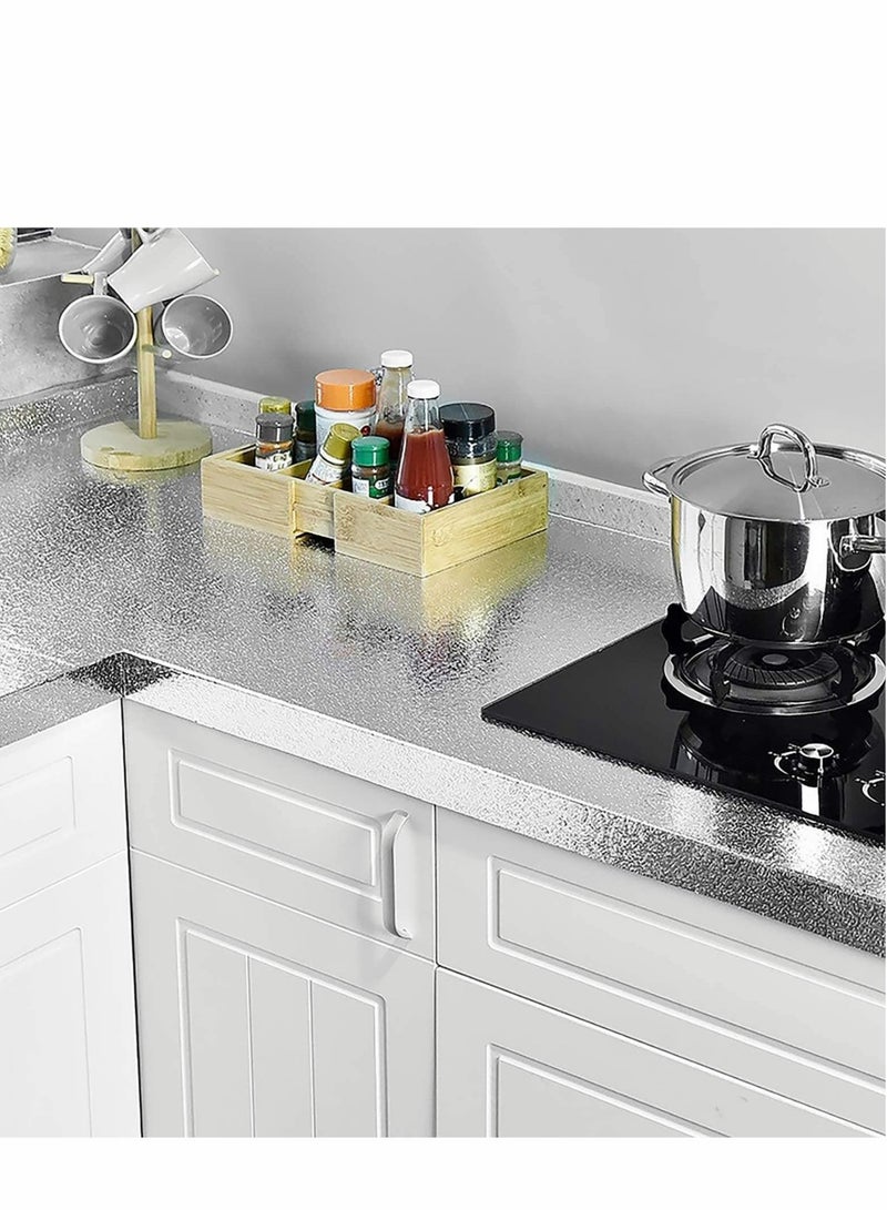 Captaintech Kitchen Backsplash Wallpaper Peel and Stick Aluminum Foil Contact Paper Self Adhesive Oil-Proof Heat Resistant Wall Sticker for Countertop Drawer Liner Shelf Liner - Image 3